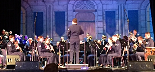 The U.S. Air Force band performing on stage